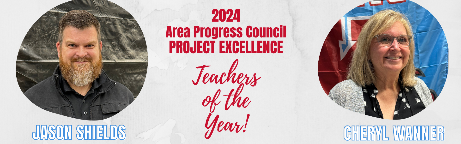 Area Progress Council Teachers of the year 2024 Jason Shields and Cheryl Wanner